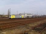 ES64 U2-203 mit leeren BGL Autotransportzug in Leipzig Schnefeld.