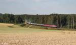 LEG 232 182 + 232 238 mit DGS 95451 Bitterfeld - Neustadt/Donau bei Unterhartmannsreuth kurz vor Feilitzsch und hat schon die Bayrische Landesgrenze erreicht.