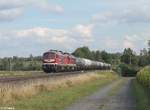 232 182 und 132 109 ziehen ein Kesselzug aus Sand Hafen nach Bitterfeld bei Oberteich.