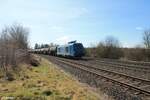 248 022 der LEG mit einem Kesselzug in Richtung Hof kurz hinter Wiesau/oberpfalz. 21.03.23