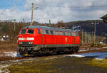 Die 218 191-5 (92 80 1218 191-5 D-MZE) der MZE - Manuel Zimmermann Eisenbahndienstleistungen ist am 15.03.2023 beim Kleinbahnhof der WEBA (Westerwaldbahn) abgestellt.