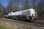 Verkehrsgesellschaft Landeskreis Osnabr�ck 4185 044 schleppt der Aluzug aus Spellen am 9 M�rz 2026 und wird vom offenbarer Stelle fotografiert.
