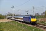 146 522-8 mit InterConnex 68904 von Warnemnde nach Leipzig Hbf bei der Durchfahrt in Sildemow.30.04.2012