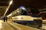 Ostseeland Verkehr VT 0004 als OLA 79775 nach Gstrow kurz vor seiner vorletzten Fahrt am 08.12.2012 in Rostock Hbf