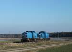 204 022-2 + 204 010-6 als LZ statt leer Autozug Regensburg - Mosel bei Oberteich.