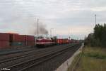 118 770 und 204 237 ziehen den ersten Teil des Wiesau Containerzugs nach Hof raus aus dem Gelände vom Ziegler.