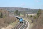 204 012 und 204 031 ziehten kurz vor Wiesau den Hauer-Kesselzug nach Weiden West.