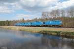 204 012 und 204 031 + 140 046 + 140 008 auf dem Weg von Hof nach Regensburg südlich von Wiesau/Oberpfalz.