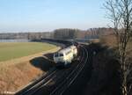 Doppeltraktion aus 218 489 + 218 446 mit einem 40 Eaos Wagen Zug von Passau nach Gotha bei Oberteich in Richtung Hof.