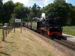99 4802 hat den Bahnhof Garftitz erreicht und wird dann weiter nach G�hren fahren.