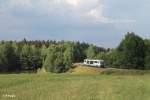 Eine Vogtlandbahn nach Schwandorf kurz bevor das Gewitter kam bei Oberteich.