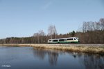 Nachschuss auf einen Vogtlandbahn Desiro als OPB 79730 Regensburg - Marktredwitz südlich von Wiesau.