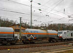 Vierachsiger Drehgestell-Druckgaskesselwagen der Gattung Zagns, 33 80 7809 237-0 D-VTG, der VTG AG (VTG Wagen-Typ G75.053D)  mit dem Ladegut Chlor (Gefahrgutnummer 265/1017) am 05.01.2022 im