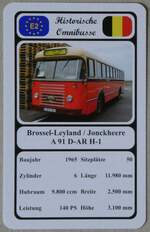 (270'124) - Quartett-Spielkarte mit Brossel-Leyland / Jonckheere A 91 D-AR H-1 von 1965 am 22.