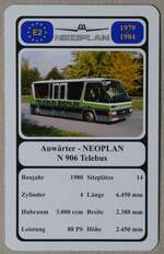 (279'786) - Quartett-Spielkarte mit Auwrter - NEOPLAN N 906 Telebus von 1980 am 31.