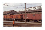 Eem6/6 17001-17006. Gebaut 1970/71, Stundenleistung 1060 PS (elektrisch) und 530 PS (Dieselbetrieb).  5 der 6 Loks wurden zwischen 1984 und 1998 auf reinen Dieselbetrieb umgebaut. Ausgemustert 2003 - 2005. Im Bild Lok 17005 in Basel, 9. März 1984. 