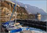 Der noch nicht ganz befriedigende Versuch, das Château de Chillon einem etwas anders in ein  Bahnbild  zu integrieren.