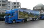 (282'866) R�egsegger, Belp - BE 311'588 - Scania am 6. Dezember 2025 beim Bahnhof Kerzers