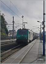 Leider nur bei extremen Gegenlicht konnte die in Montbéliard mit ihrem Güterzug in Richtung Belfort fahrende Hexafret BB 27056 fotografiert werden. 

9. Dez. 2025