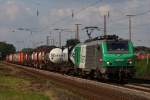 437 002 mit einem Containerzug in Hilden am 04.09.2010