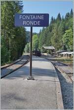Die Stationstafel von Fontaine Ronde, der vorläufigen Endstation der Coni'Fer.