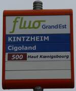 (268'596) - fluo Grand Est-Haltestellenschild - Kintzheim, Cigoland - am 26.