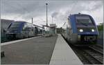 In Meroux kreuzen sich der aus Delle kommende der SNCF Coradia A-TER X 73756  Baleine  als TER 8950008 nach Belfort und der Gegenzug, der  SNCF Coradia A-TER X 73755  Baleine  als TER 8950011 von Belfort nach Delle. 

20. Mai 2026