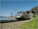 Ein TGV Lyria auf der Fahrt von Paris nach Birg.