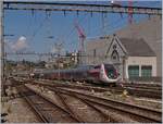 Der TGV Lyria 4726 bei der Ankunft in Lausanne.