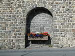 (241'097) - Blumenschmuck in der Mauer am 12.