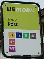 (229'535) - LIEmOBIL-Haltestellenschild - Triesen, Post - am 20. Oktober 2021