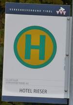 (175'973) - Zillertaler Verkehrsbetriebe-Haltestellenschild - Pertisau, Hotel Rieser - am 19.