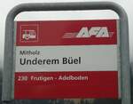 (138'469) - AFA-Haltestellenschild - Mitholz, Underem Bel - am 6.