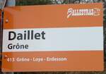 (244'163) - BALLESTRAZ-Haltestellenschild - Grne, Daillet - am 26. Dezember 2022