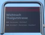 (212'869) - BERNMOBIL-Haltestellenschild - Wichtrach, Thalgutstrasse - am 14.