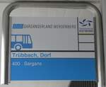 (263'830) - BUS Sarganserland Werdenberg-Haltestellenschild - Trbbach, Dorf - am 20. Juni 2024