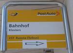 (182'777) - PostAuto-Haltestellenschild - Klosters, Bahnhof - am 5.