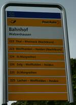 (250'105) - PostAuto-Haltestellenschild - Walzenhausen, Bahnhof - am 16.