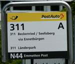 (250'876) - PostAuto-Haltestellenschild - Stans, Bahnhof - am 1.