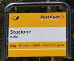 (266'036) - PostAuto-Haltestellenschild - Iselle, Stazione - am 20.