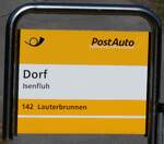 (285'221) - PostAuto-Haltestellenschild - Isenfluh, Dorf - am 6. M�rz 2026