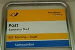 (128'296) - PostAuto/SamnaunBus-Haltestellenschild - Samnaun Dorf, Post - am 7.