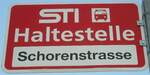 (133'358) - STI-Haltestellenschild - Thun, Schorenstrasse - am 21.