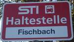(136'772) - STI-Haltestellenschild - Oberlangenegg, Fischbach - am 21.