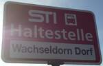 (136'778) - STI-Haltestellenschild - Wachseldorn, Wachseldorn Dorf - am 21.