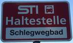 (136'784) - STI-Haltestellenschild - Jassbach, Schlegwegbad - am 21.