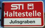 (136'789) - STI-Haltestellenschild - Aeschlen, Julisgraben - am 21.