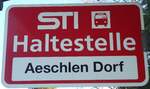 (136'790) - STI-Haltestellenschild - Aeschlen, Aeschlen Dorf - am 21.