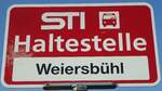 (136'824) - STI-Haltestellenschild - Uebeschi, Weiersbhl - am 22.