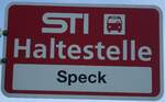 (136'848) - STI-Haltestellenschild - Hfen, Speck - am 22.
